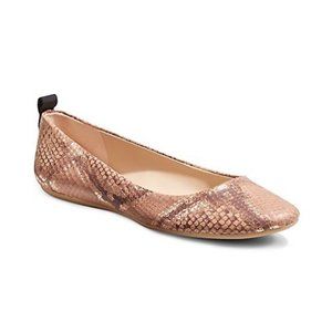 Karl Lagerfeld | Snakeskin-Embossed Leather Ballet Flats